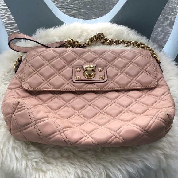 Marc Jacobs Blush Pink Lambskin Leather Diamond Quilted...